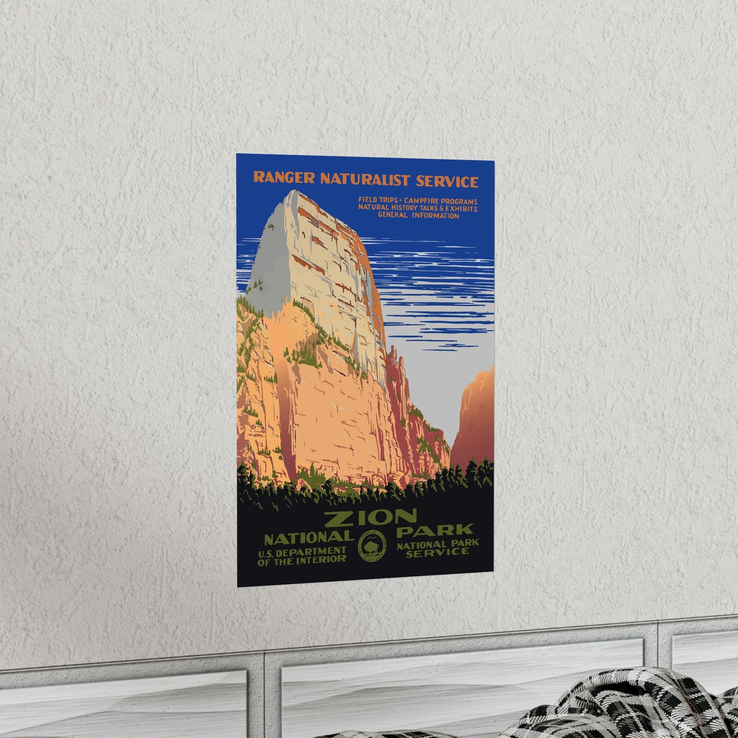 Zion National Park Poster - Vintage WPA Design
