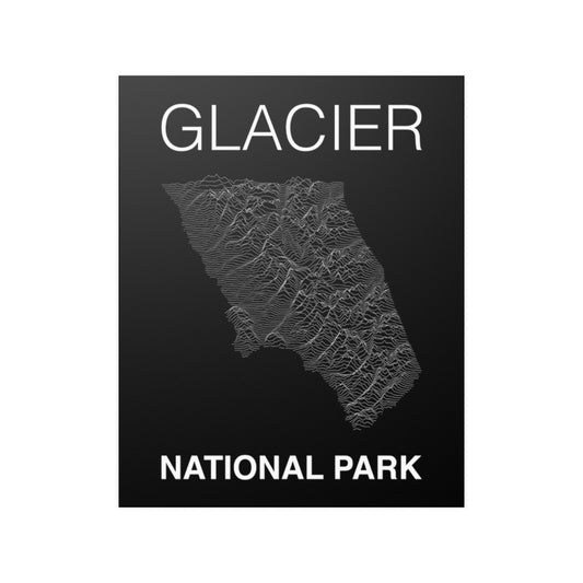 Glacier National Park Poster - Unknown Pleasures Lines National Parks Partnership