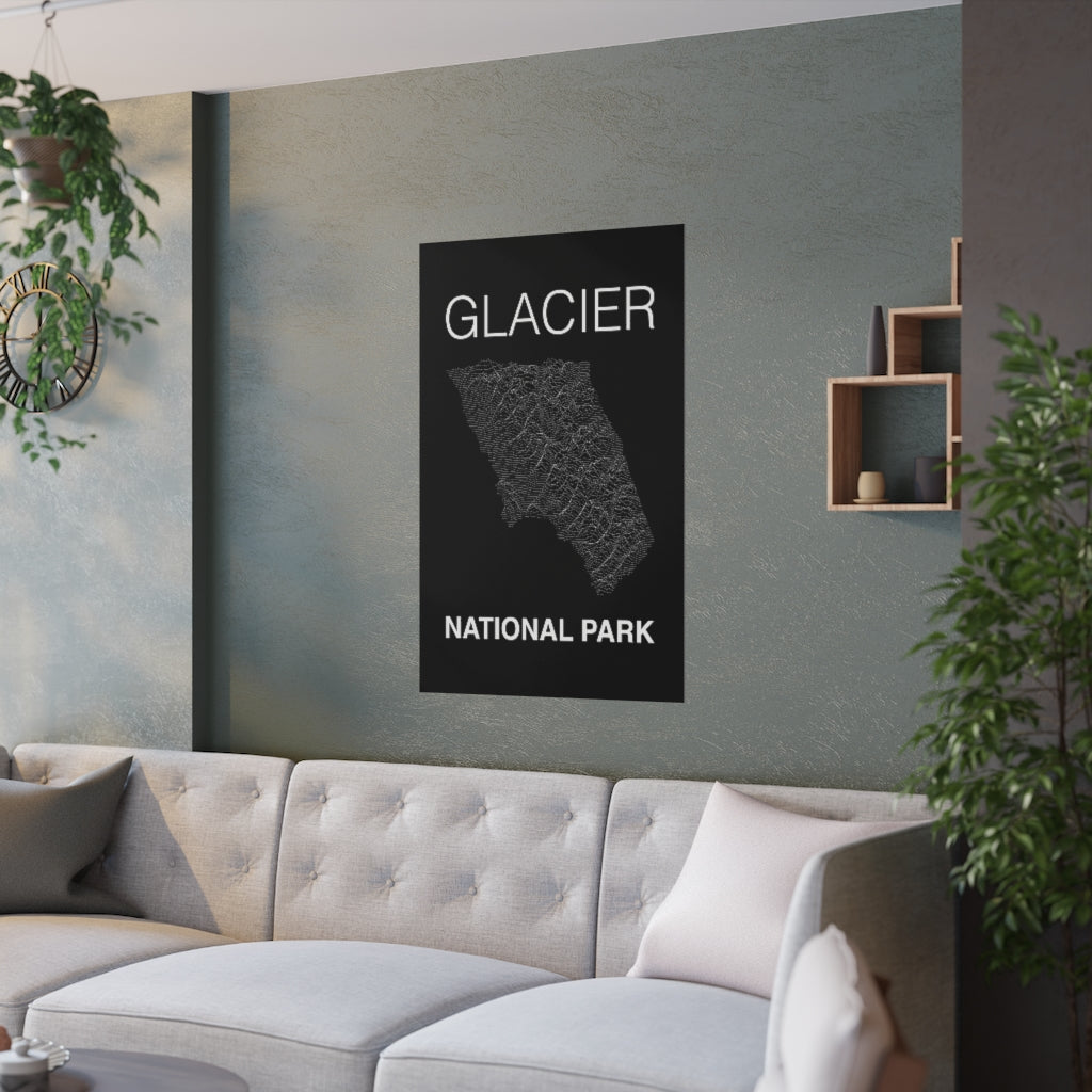 Glacier National Park Poster - Unknown Pleasures Lines National Parks Partnership
