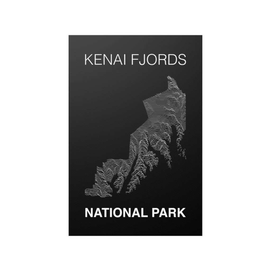 Kenai Fjords National Park Poster - Unknown Pleasures Lines National Parks Partnership