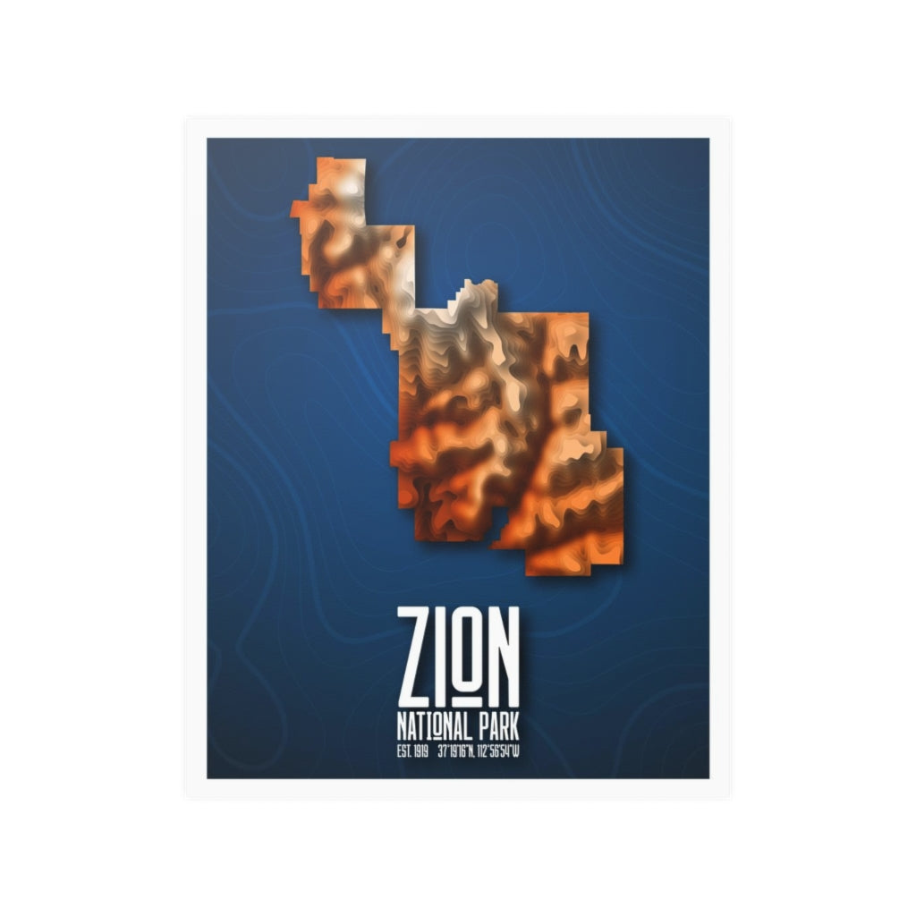 Zion National Park Poster - Contours National Parks Partnership