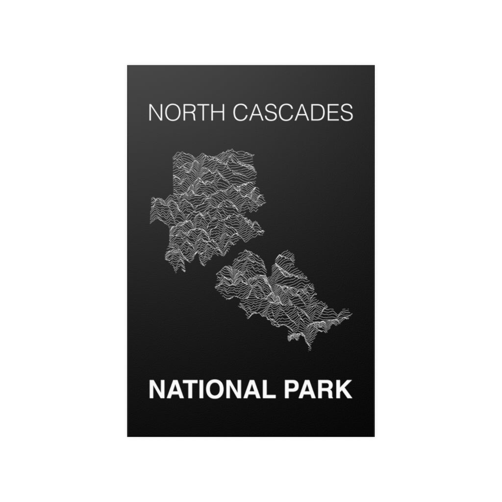 North Cascades National Park Poster - Unknown Pleasures Lines National Parks Partnership