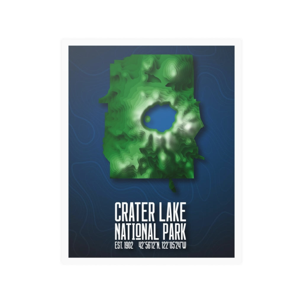 Crater Lake National Park Poster - Contours National Parks Partnership