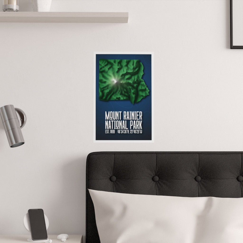 Mount Rainier National Park Poster - Contours National Parks Partnership