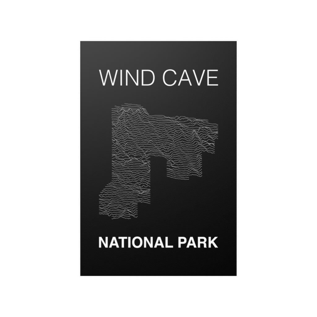 Wind Cave National Park Poster - Unknown Pleasures Lines National Parks Partnership