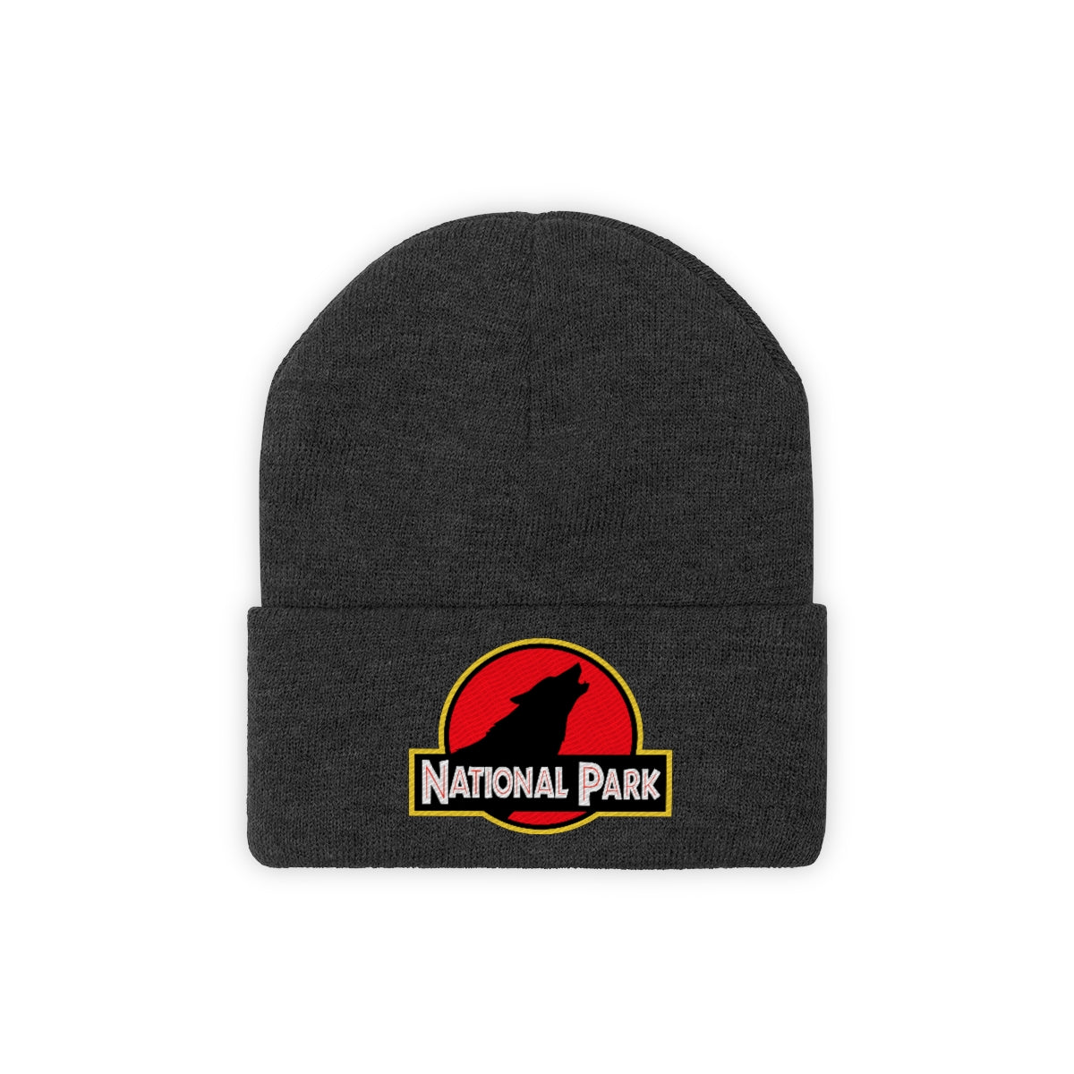 Wolf National Park Hat - Knit Beanie Sewn Parody Logo