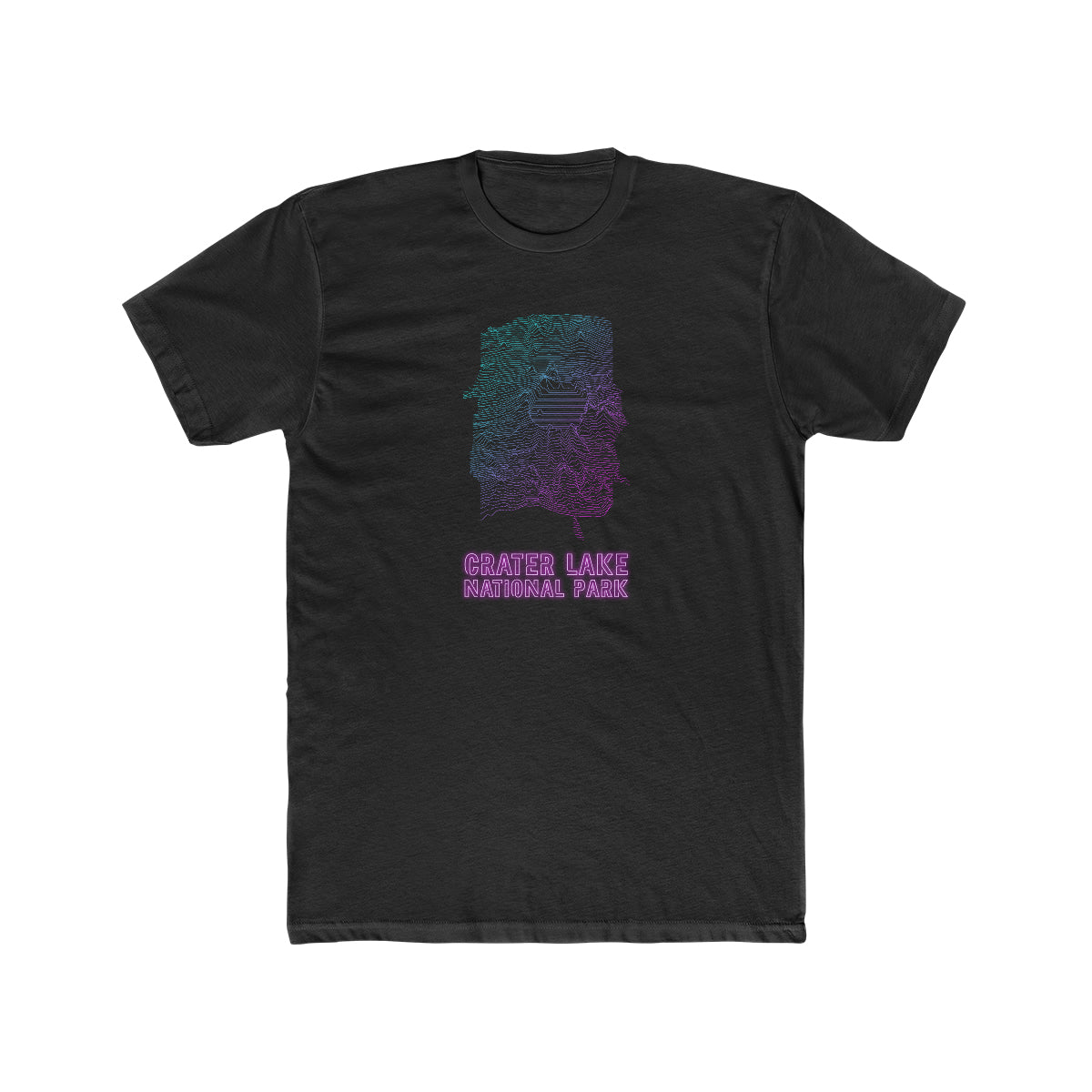 Crater Lake National Park Neon Topographic T-Shirt - Lines