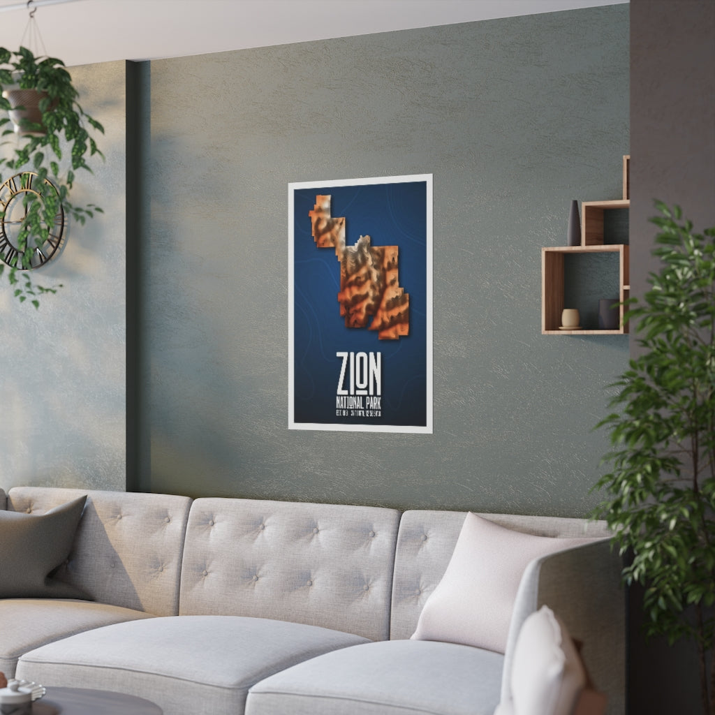 Zion National Park Poster - Contours National Parks Partnership