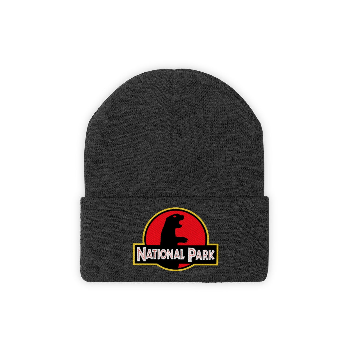 Prairie Dog National Park Hat - Knit Beanie Sewn Parody Logo