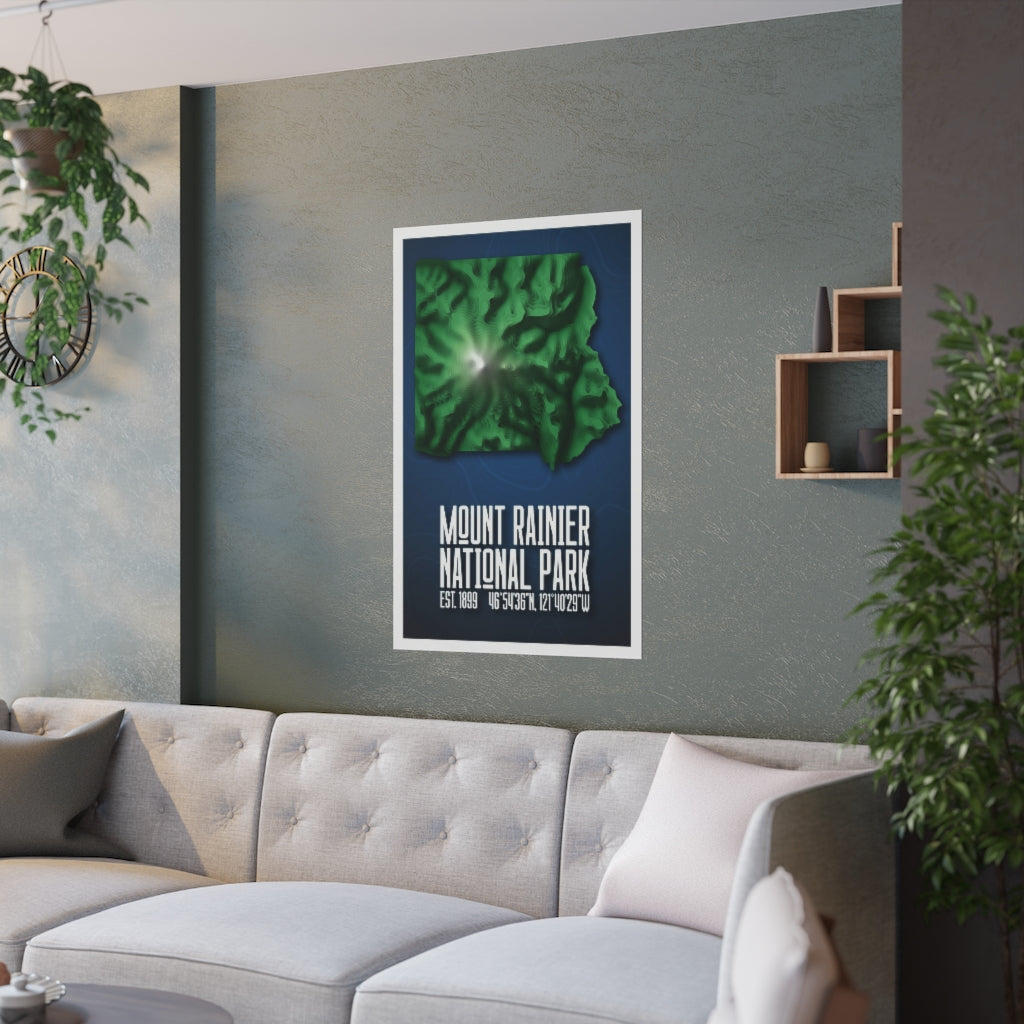 Mount Rainier National Park Poster - Contours National Parks Partnership