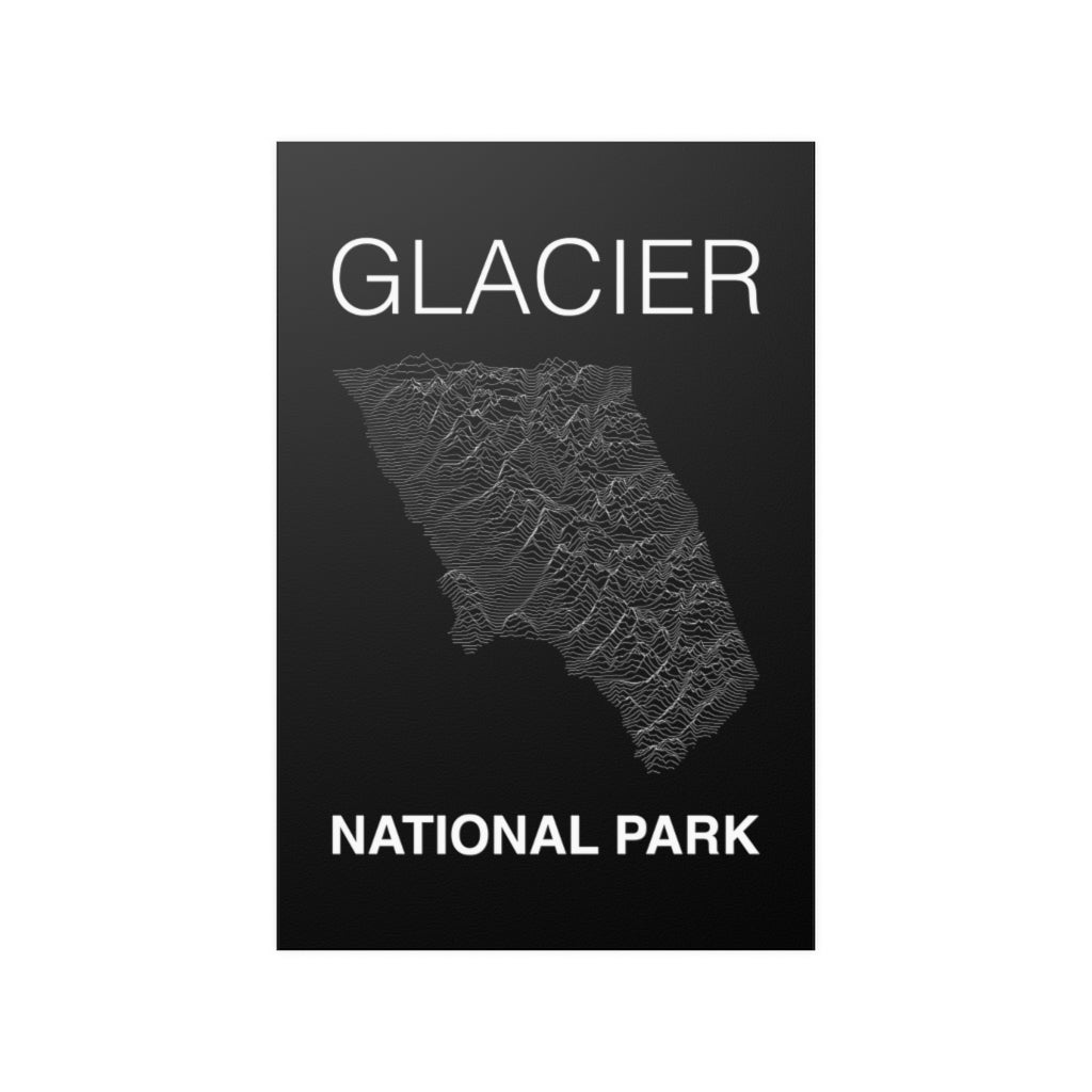 Glacier National Park Poster - Unknown Pleasures Lines National Parks Partnership